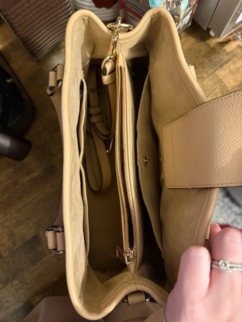 Coach Pebble Leather Satchel in Light Beige